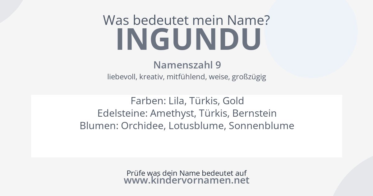 Was bedeutet der Name Ingundu?
