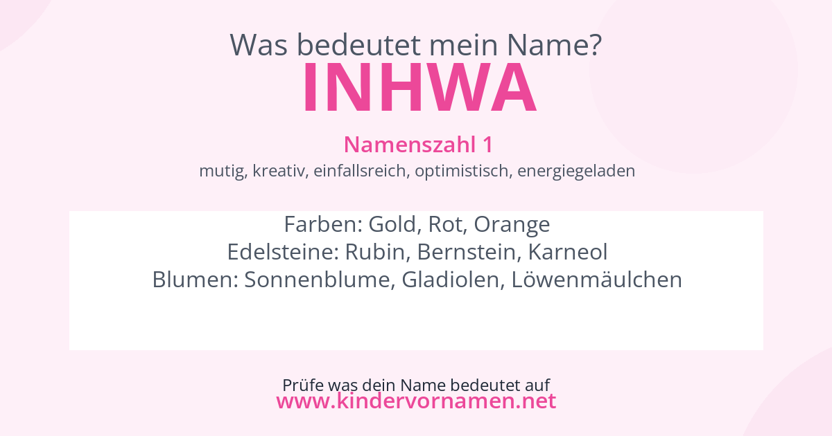 Was bedeutet der Name Inhwa?
