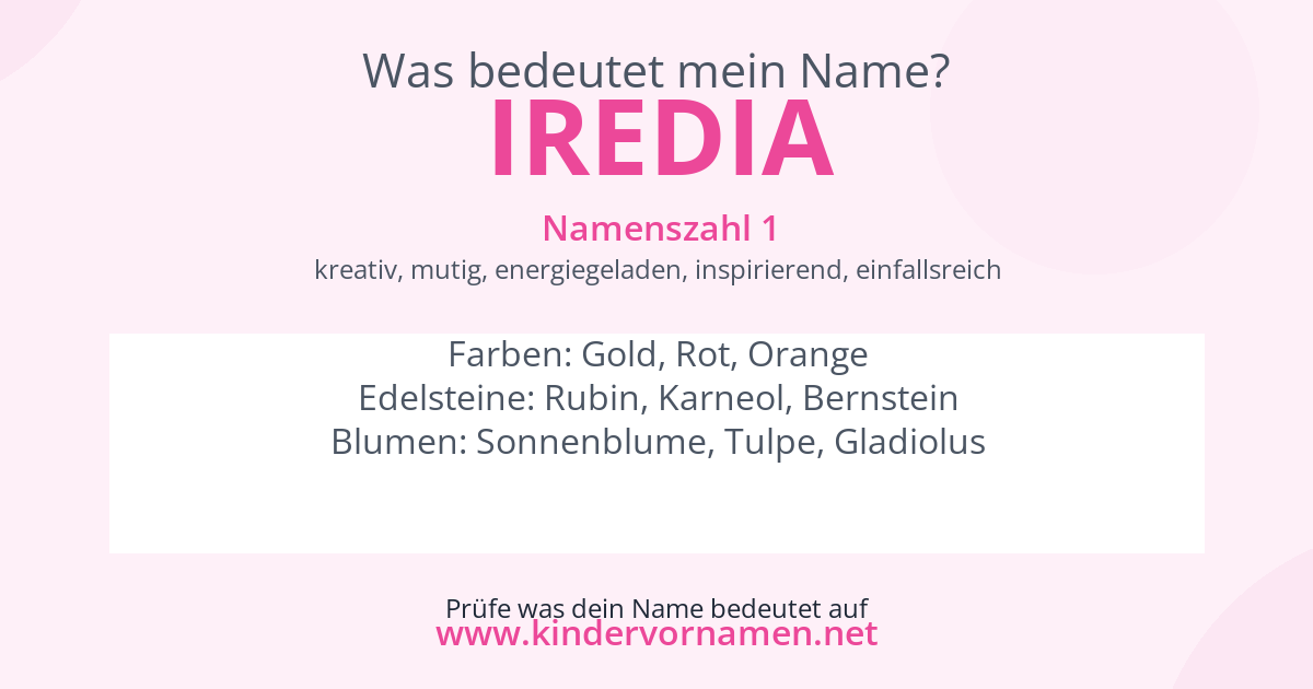 Was bedeutet der Name Iredia?