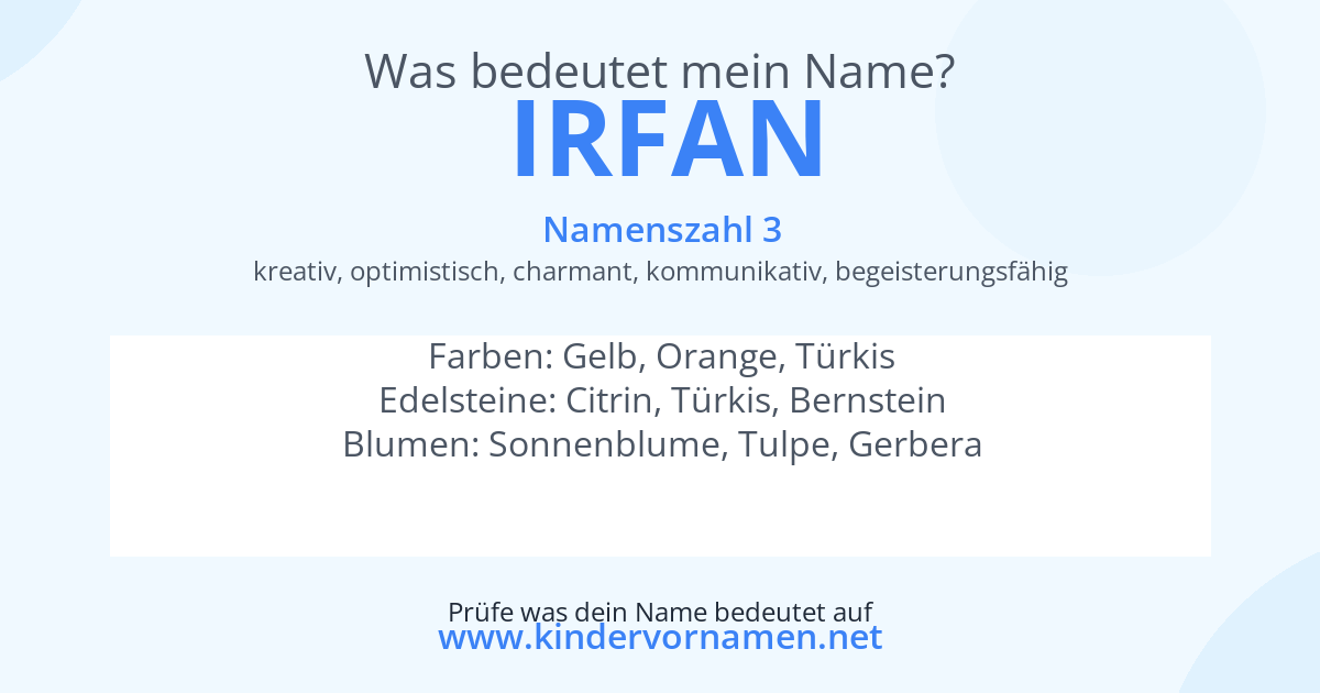 Was bedeutet der Name Irfan?