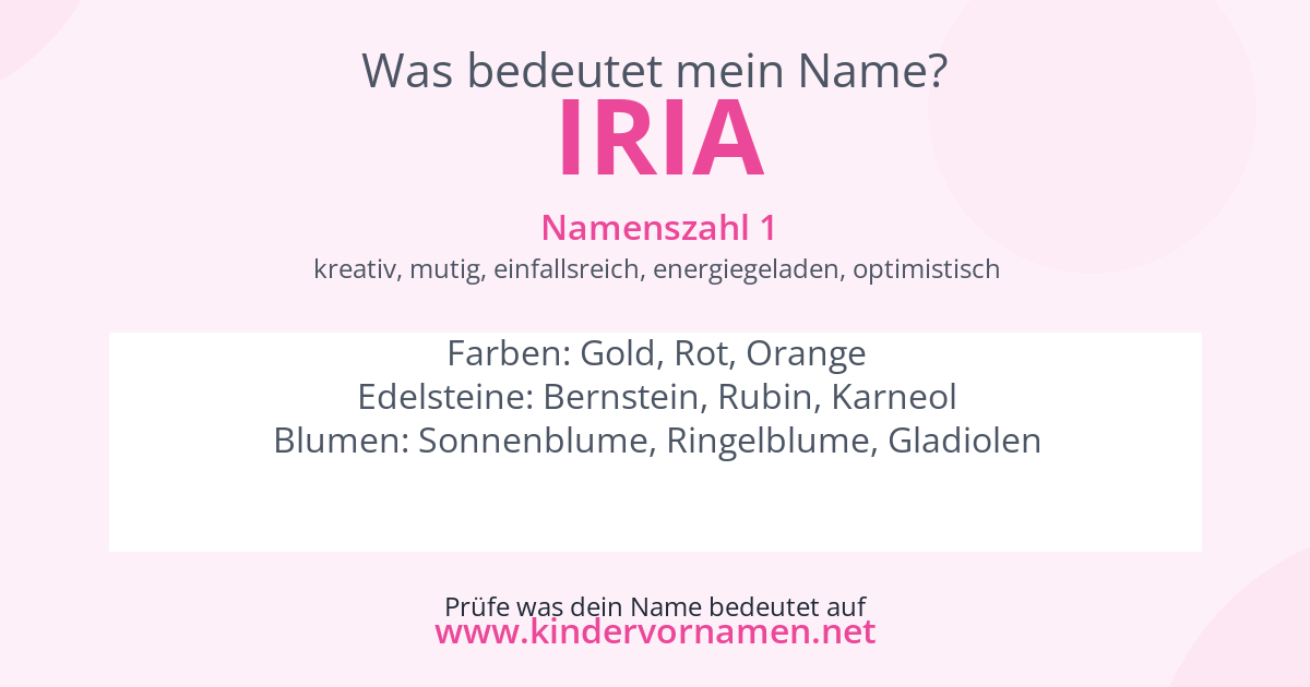 Was bedeutet der Name Iria?