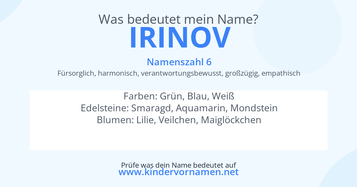 Was bedeutet der Name Irinov?