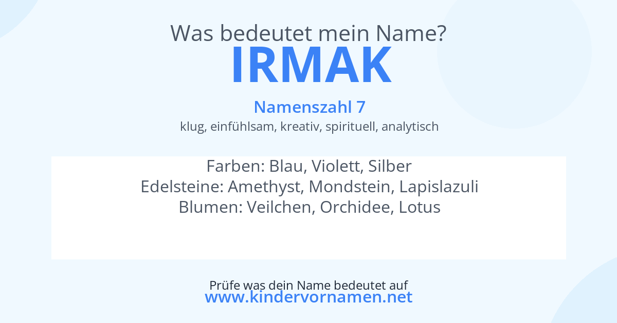 Was bedeutet der Name Irmak?