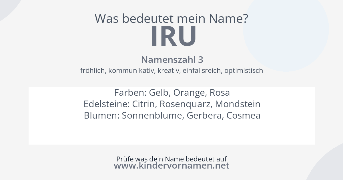 Was bedeutet der Name Iru?