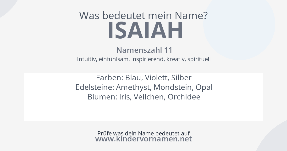 Was bedeutet der Name Isaiah?