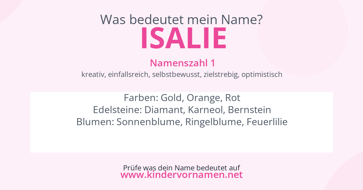 Was bedeutet der Name Isalie?