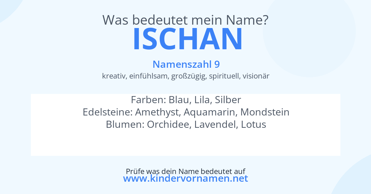 Was bedeutet der Name Ischan?