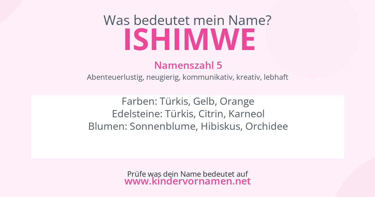 Was bedeutet der Name Ishimwe?