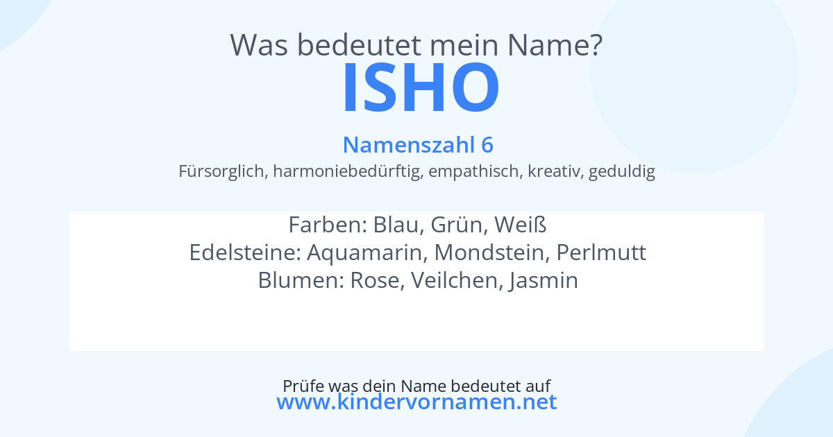 Was bedeutet der Name Isho?