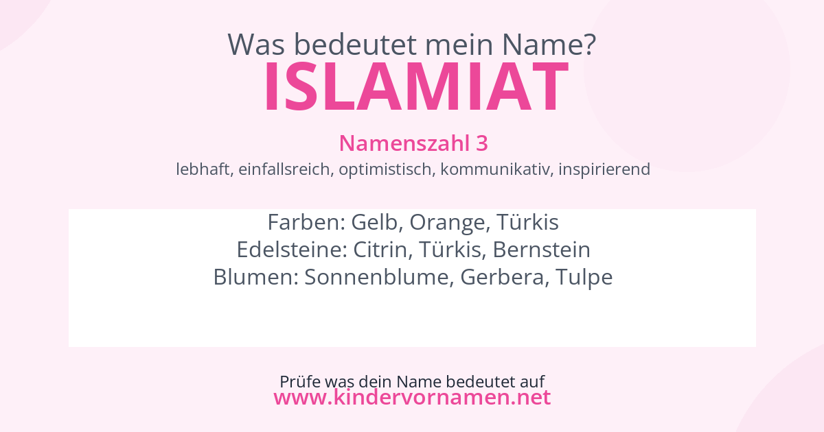 Was bedeutet der Name Islamiat?