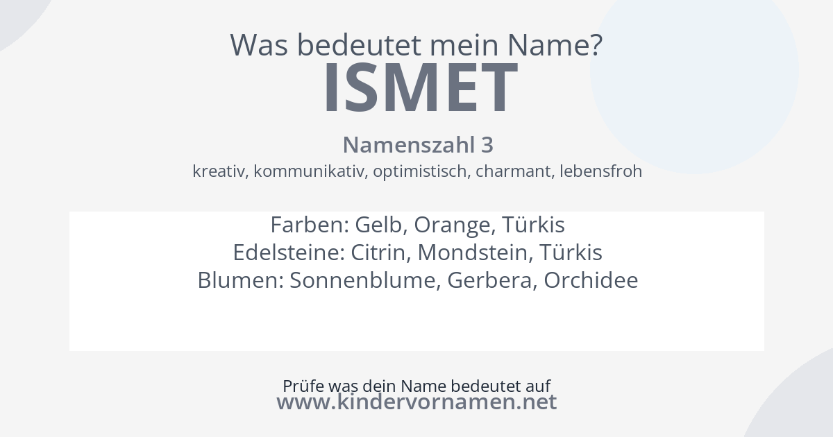Was bedeutet der Name Ismet?