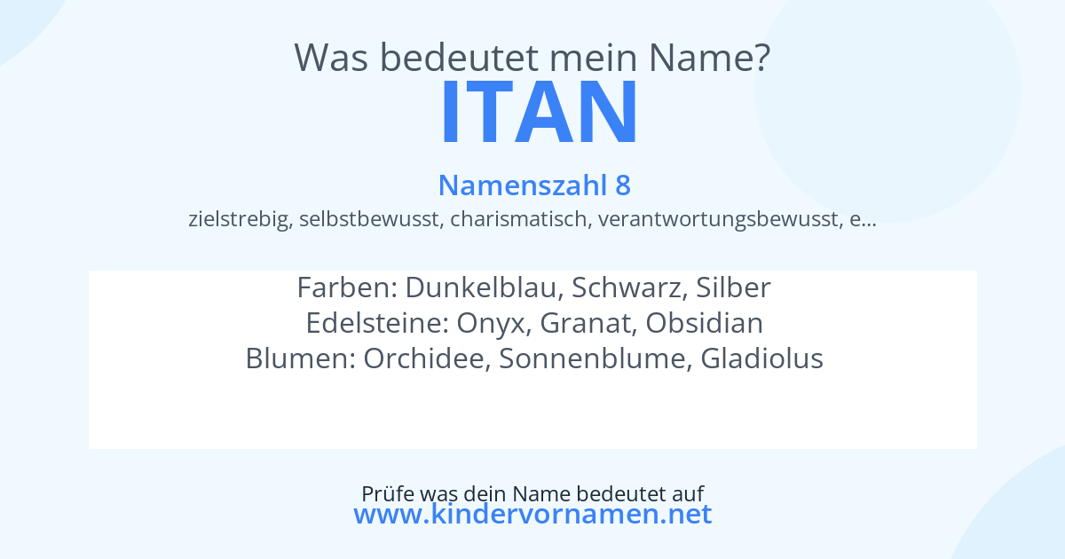 Was bedeutet der Name Itan?