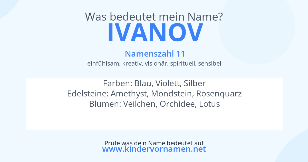 Was bedeutet der Name Ivanov?