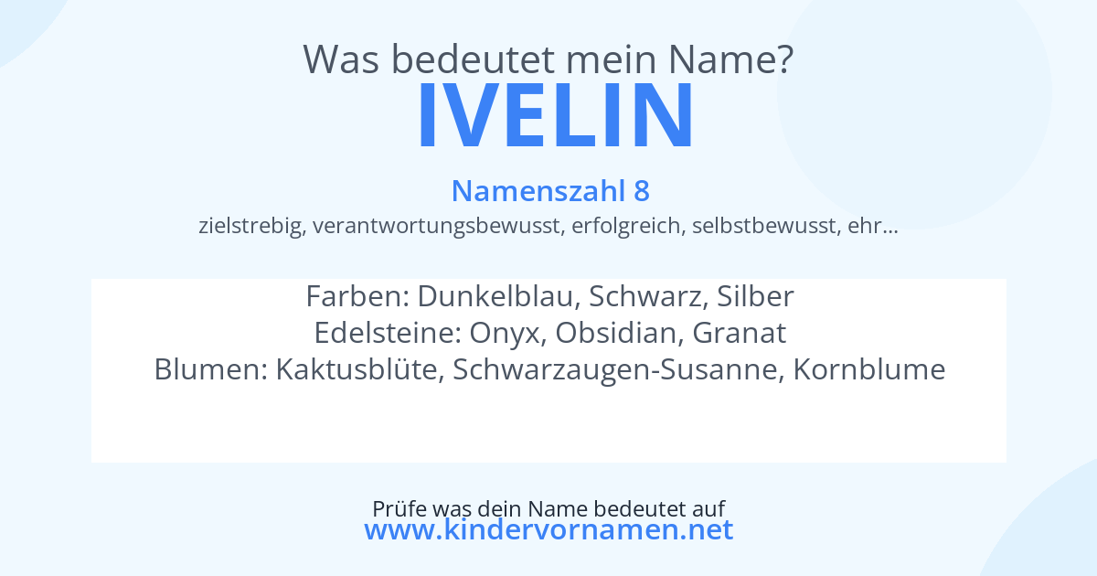 Was bedeutet der Name Ivelin?