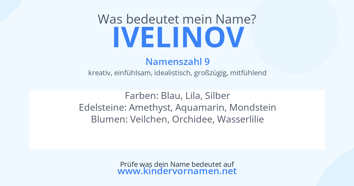 Was bedeutet der Name Ivelinov?