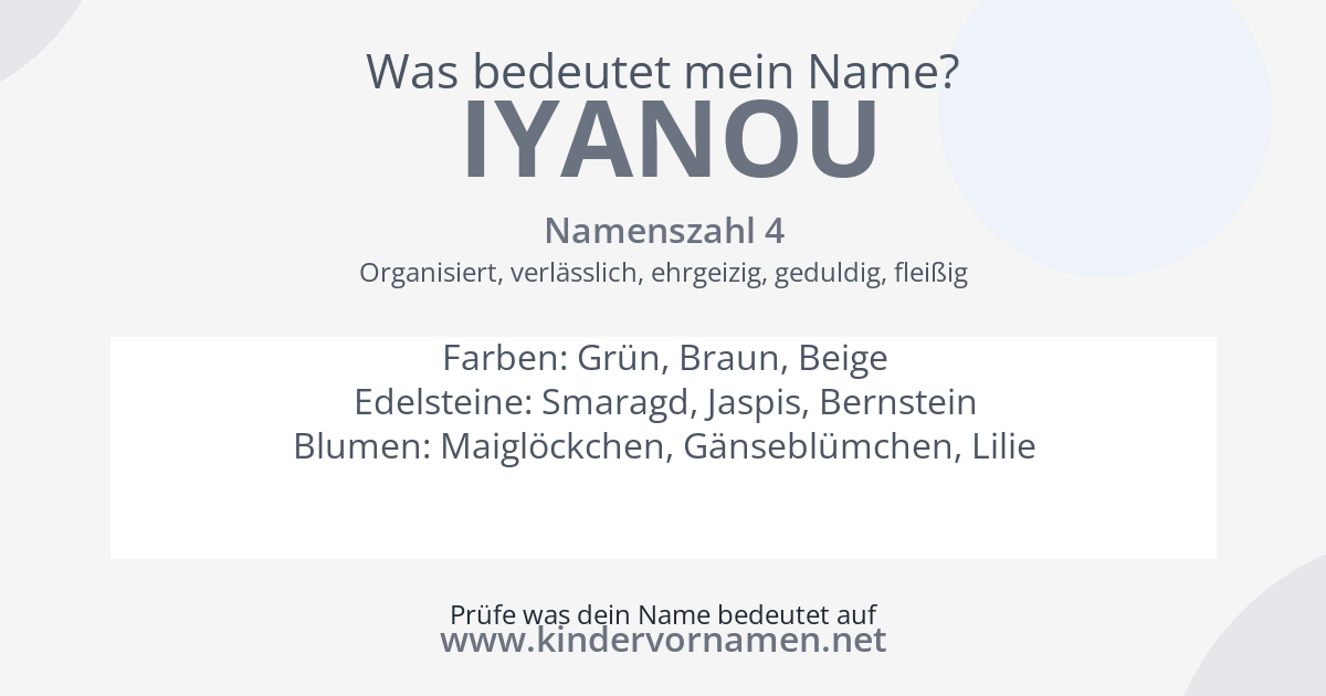 Was bedeutet der Name Iyanou?