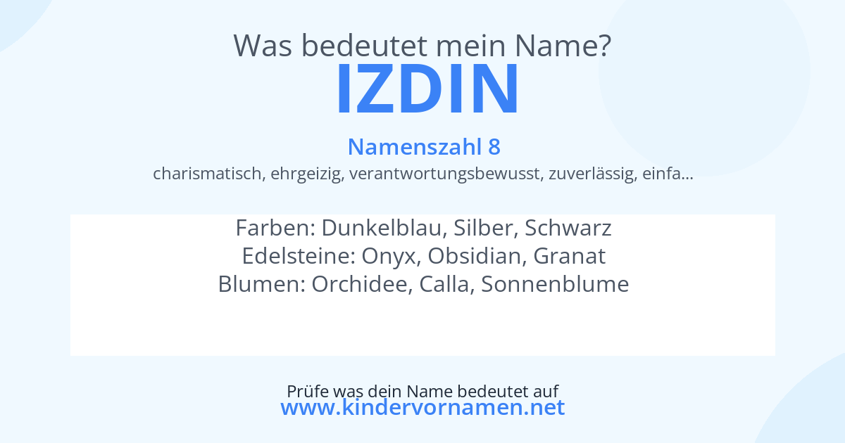 Was bedeutet der Name Izdin?