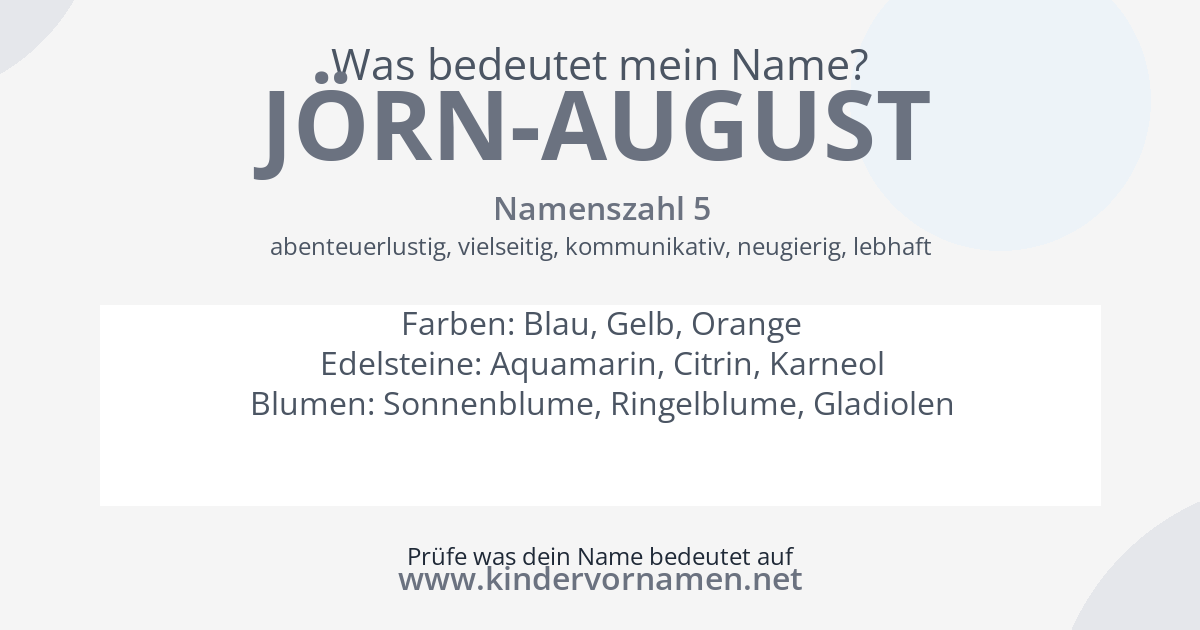 Was bedeutet der Name Jörn-August?