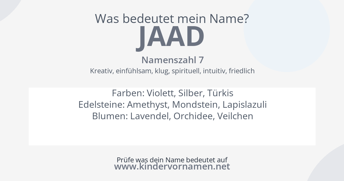 Was bedeutet der Name Jaad?