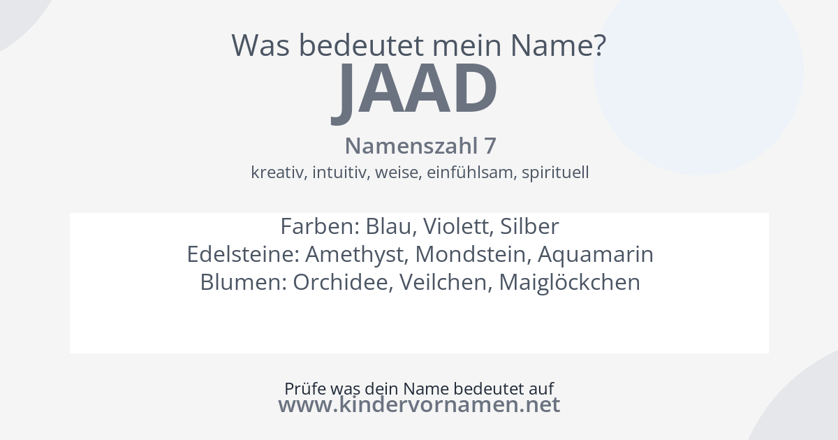 Was bedeutet der Name Jaad?