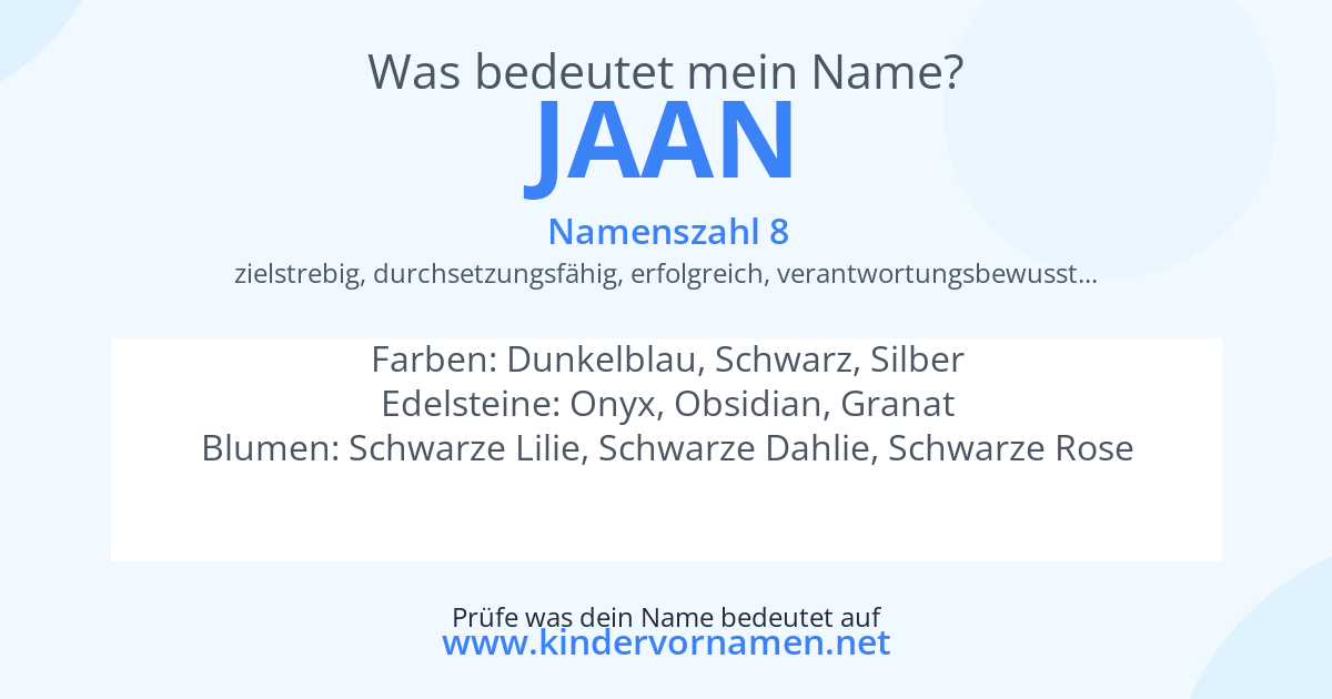 Was bedeutet der Name Jaan?
