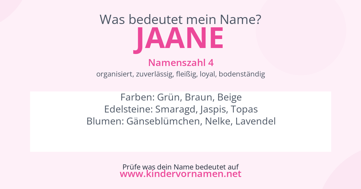 Was bedeutet der Name Jaane?
