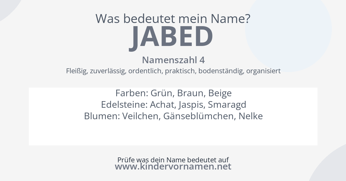 Was bedeutet der Name Jabed?