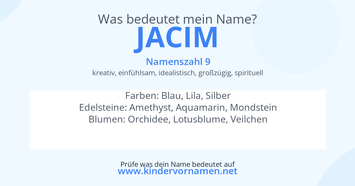 Was bedeutet der Name Jacim?