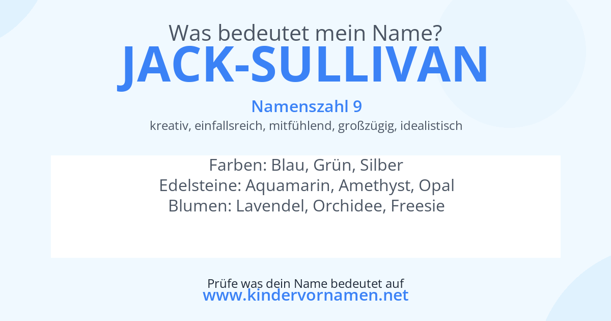 Was bedeutet der Name Jack-Sullivan?