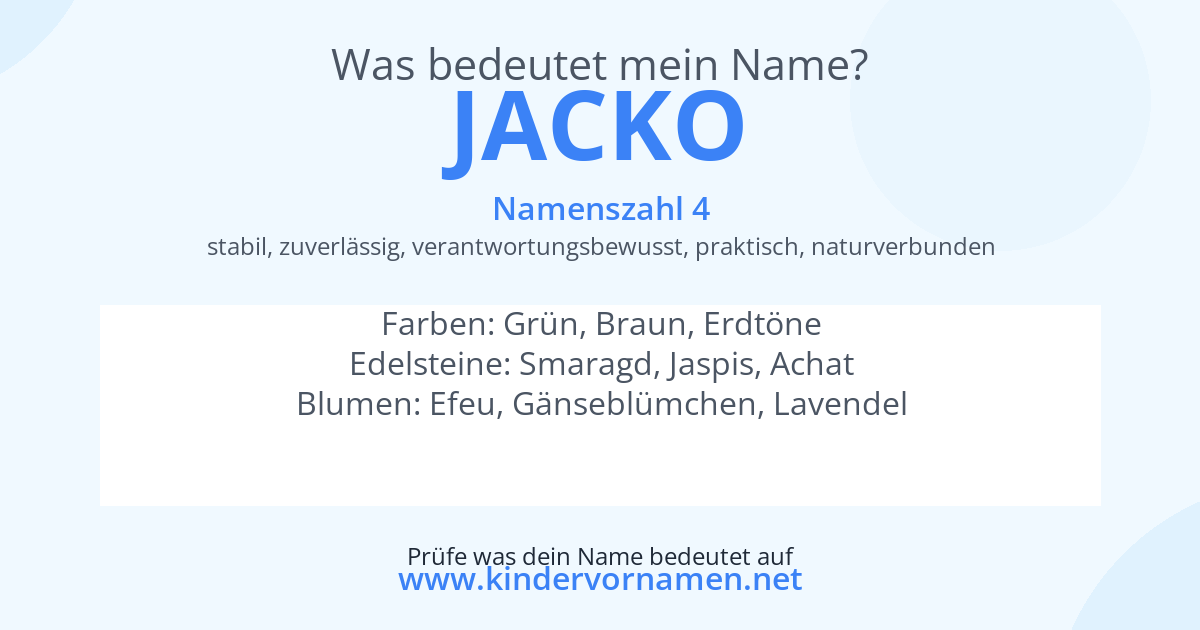Was bedeutet der Name Jacko?