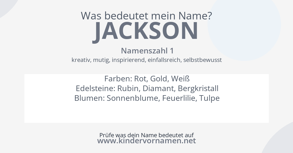 Was bedeutet der Name Jackson?