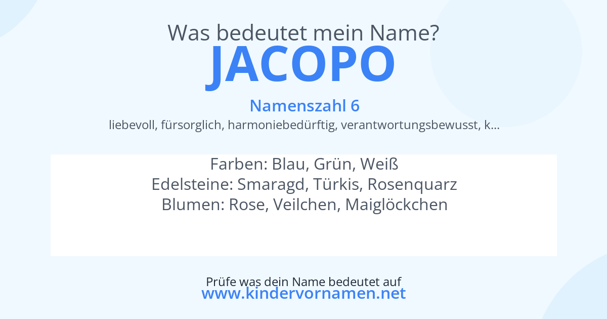Was bedeutet der Name Jacopo?
