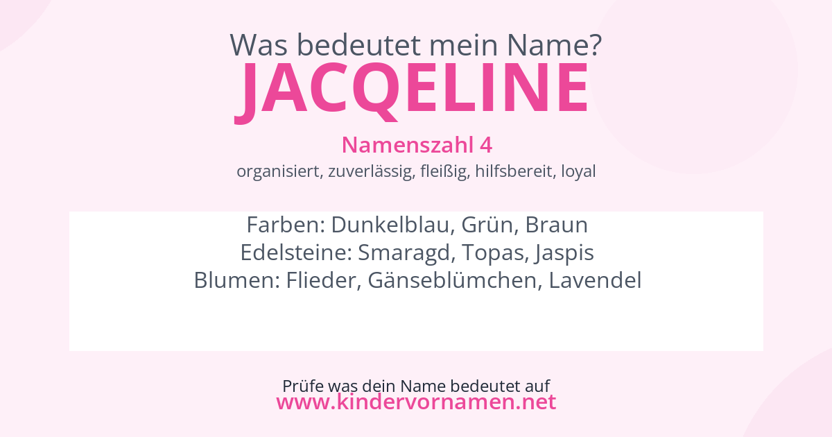 Was bedeutet der Name Jacqeline?