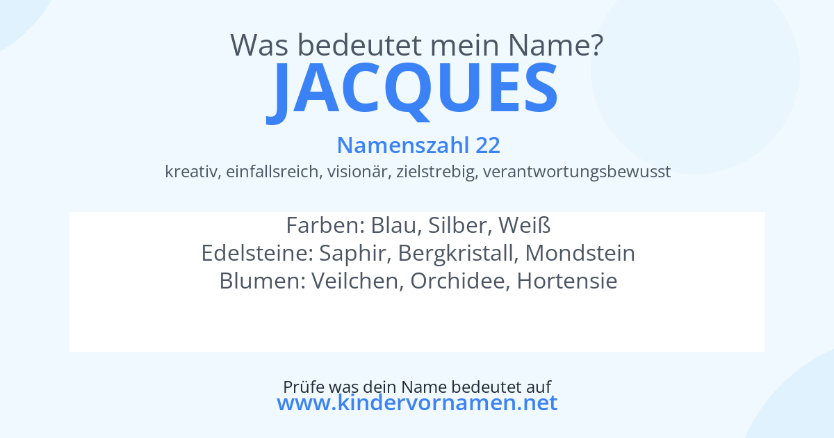 Was bedeutet der Name Jacques?