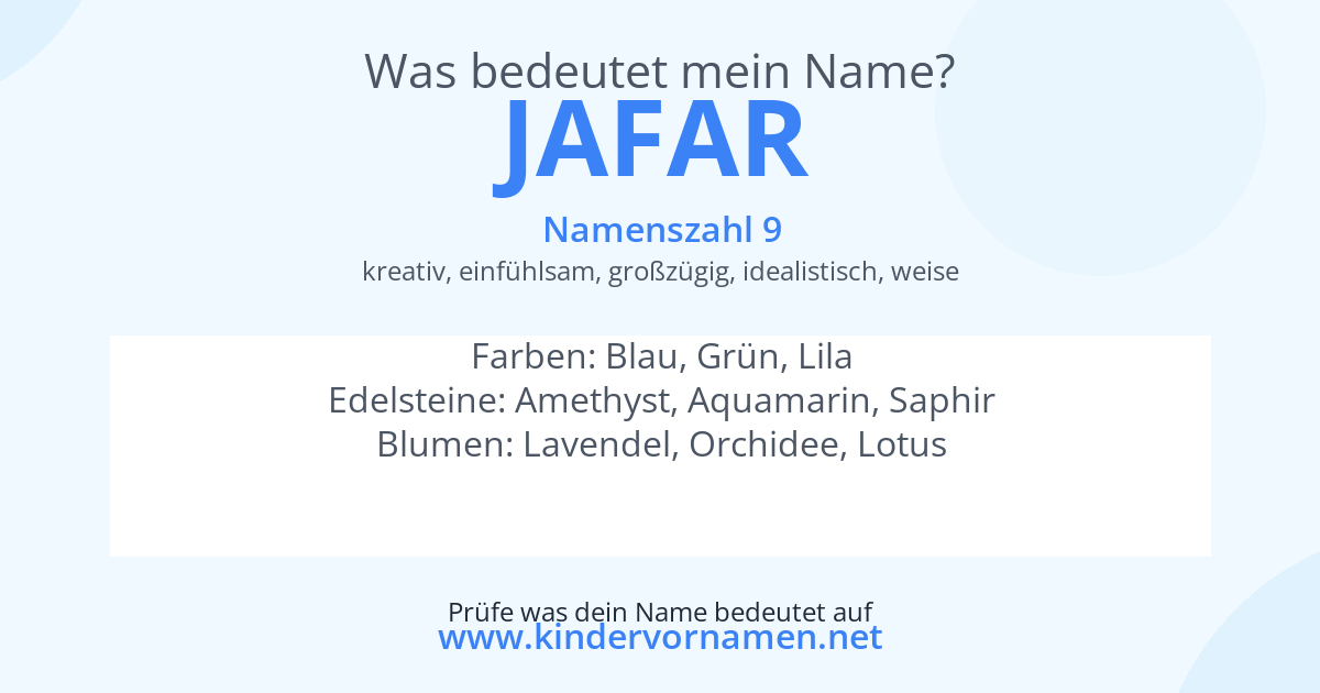 Was bedeutet der Name Jafar?