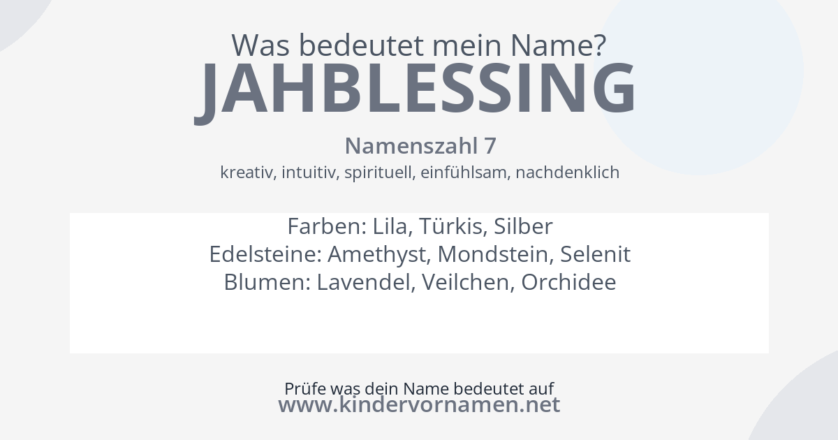Was bedeutet der Name Jahblessing?