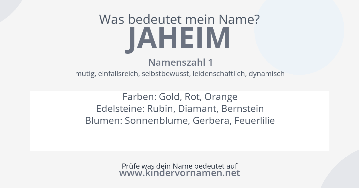 Was bedeutet der Name Jaheim?