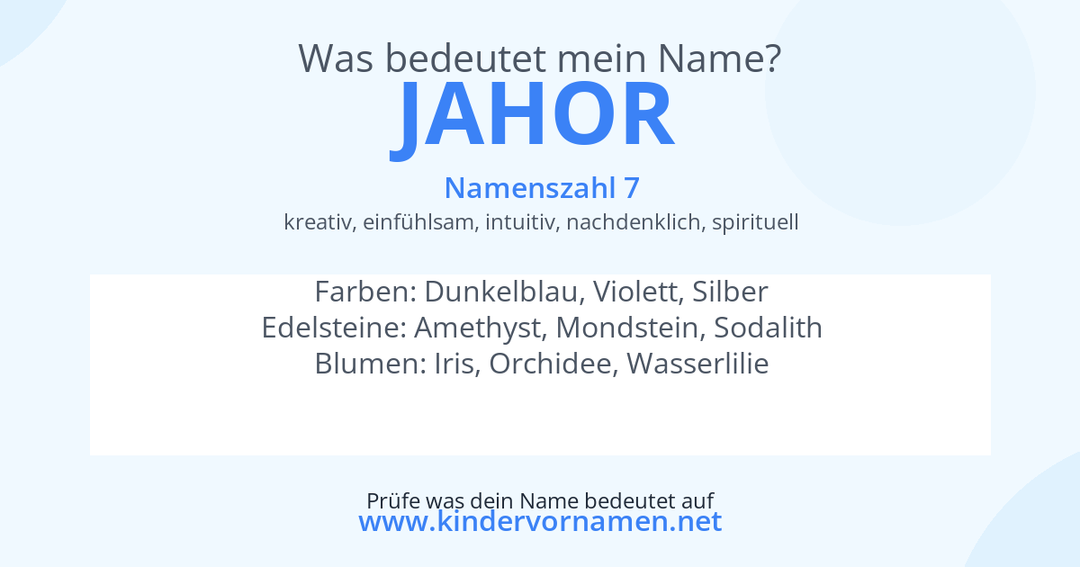 Was bedeutet der Name Jahor?