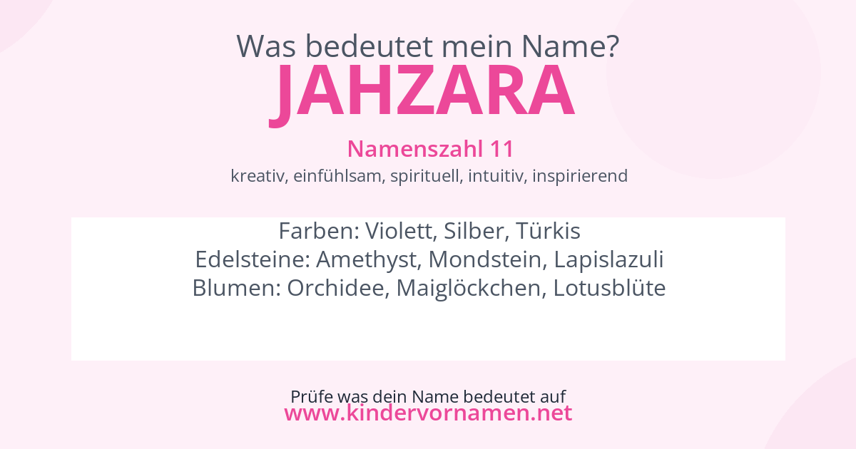 Was bedeutet der Name Jahzara?