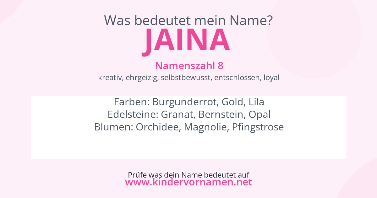 Was bedeutet der Name Jaina?