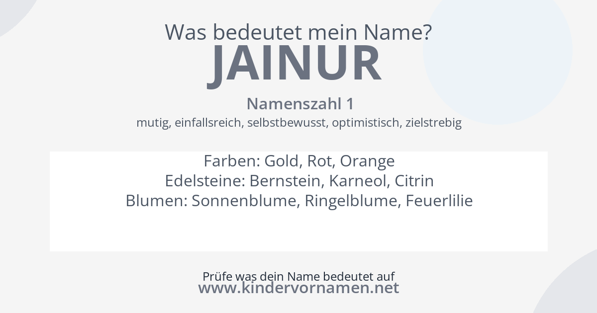 Was bedeutet der Name Jainur?
