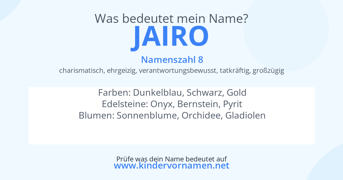 Was bedeutet der Name Jairo?