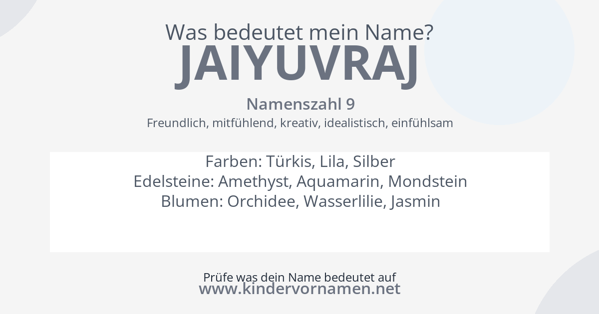 Was bedeutet der Name Jaiyuvraj?