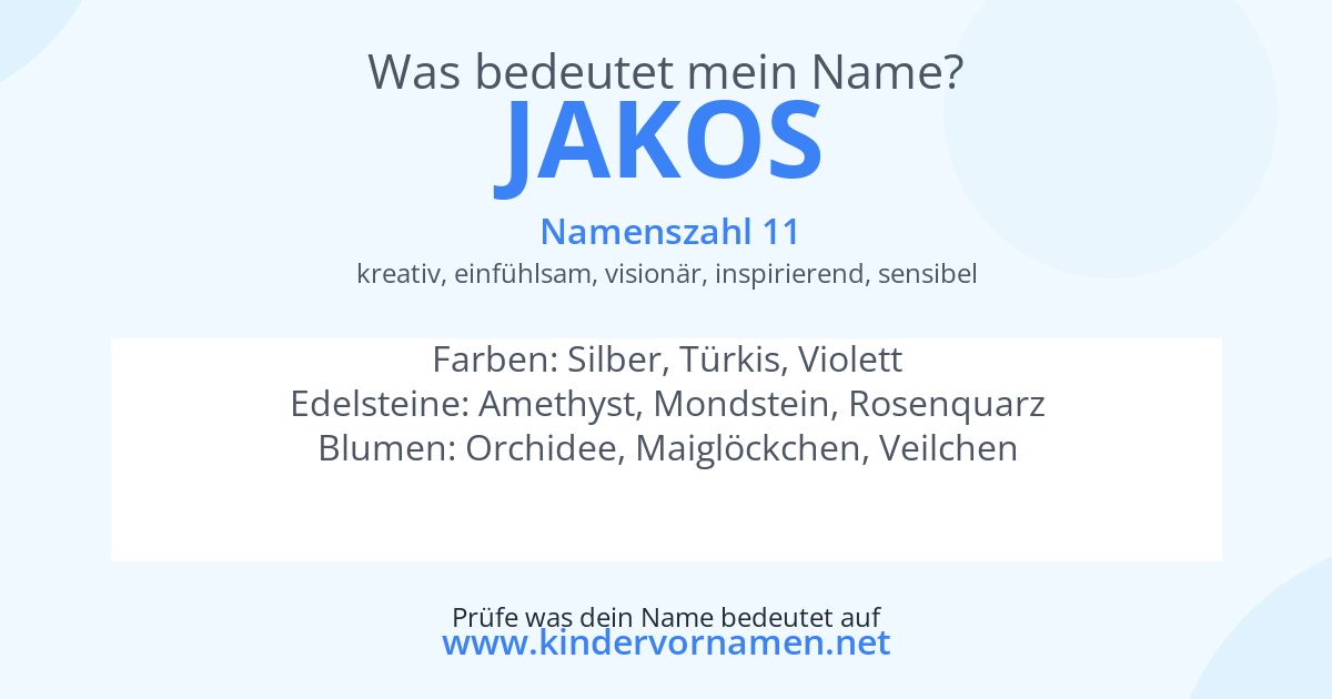 Was bedeutet der Name Jakos?