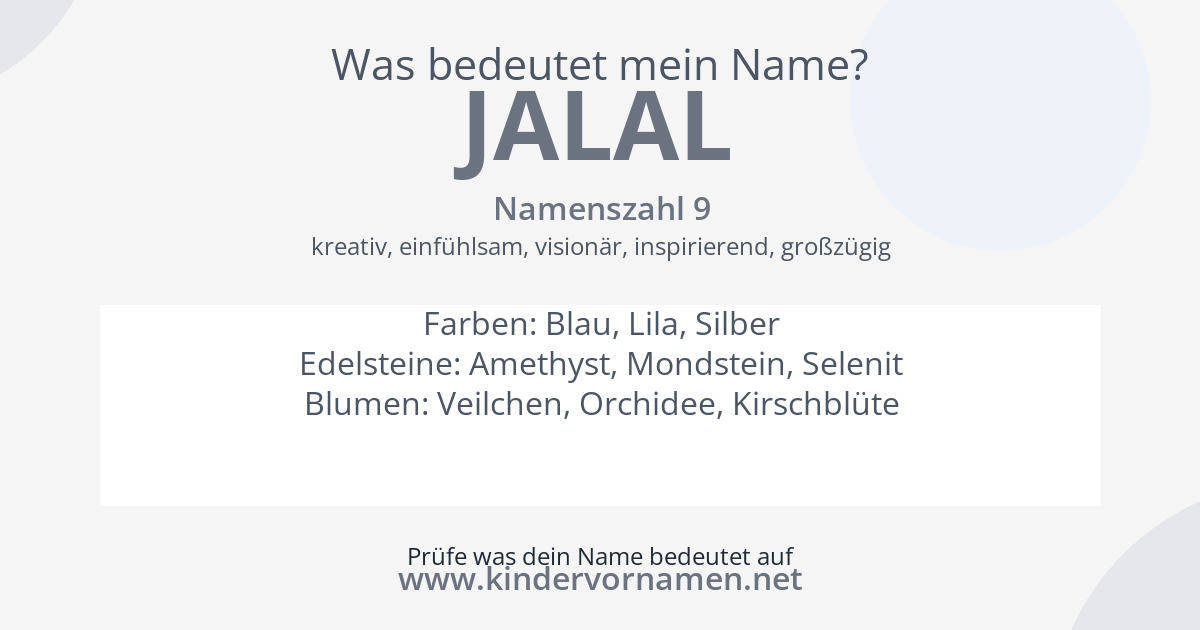 Was bedeutet der Name Jalal?