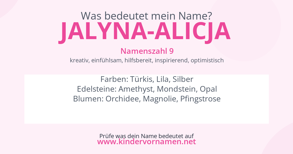 Was bedeutet der Name Jalyna-Alicja?