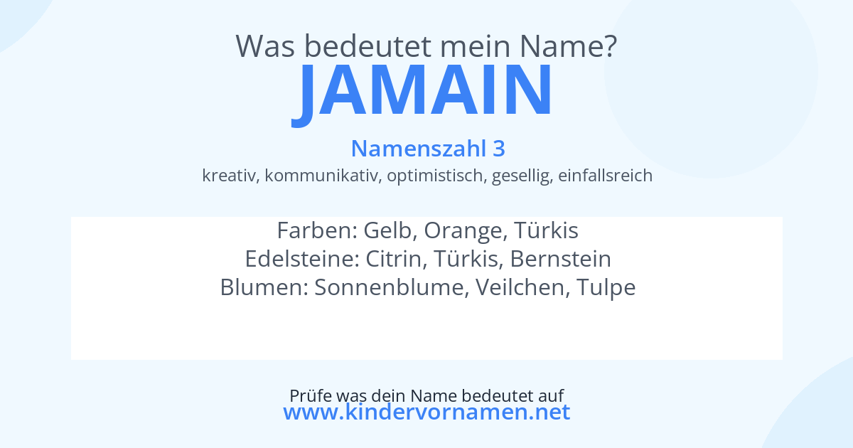 Was bedeutet der Name Jamain?