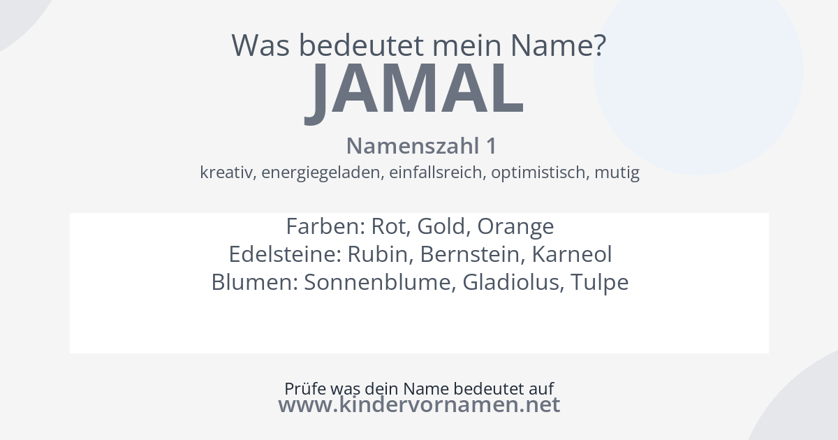 Was bedeutet der Name Jamal?