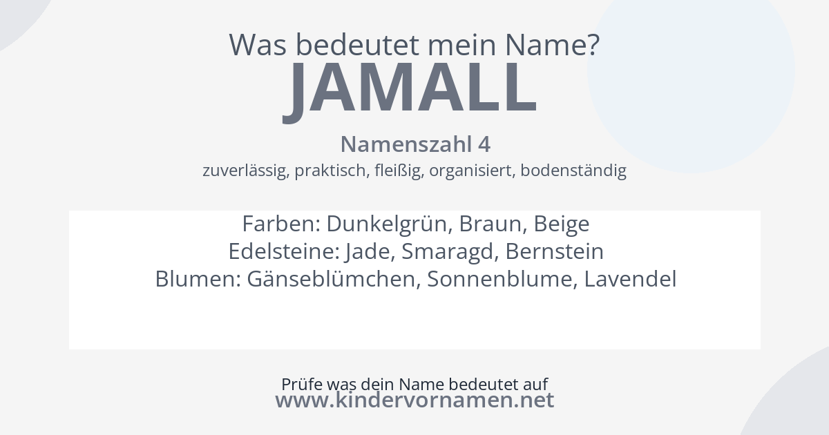 Was bedeutet der Name Jamall?