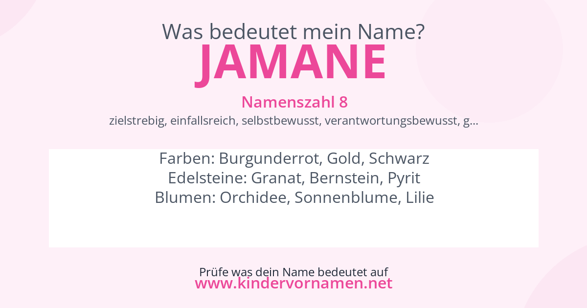 Was bedeutet der Name Jamane?